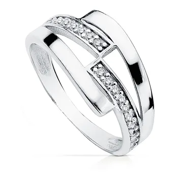 

Ring 9k white gold bands zircons [AA7503]