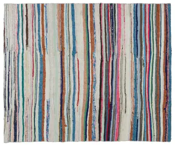 

Handmade Multicolor Vintage English Striped Rug Area Rug 160x195 Cm-5'3''X6'5''