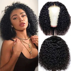 Short Afro Kinky Curly Human Hair Bob Wig With Baby Hair 13x4x1 T Part Lace Curly Human Hair Wig For Black Women Natural Weave