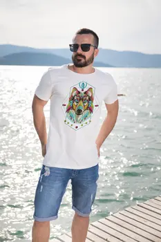

Angemiel Wear Motif Wolf Cotton White Men 'S T-Shirt