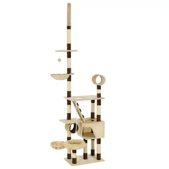 

Cat Tree with Sisal Scratching Posts 246-280 cm Beige and Brown Cat Scratchers Multi-level Play Center Fully Functional For Cats