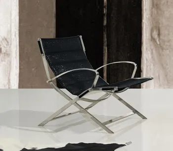 

Armchair RE80, relax, stainless steel, regenerated leather black