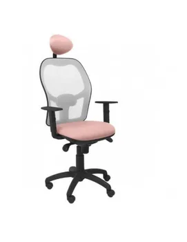 

CHAIR WITH MESH BACK IN GRAY BALI PALE PINK COLOR, WITH HEADBOARD