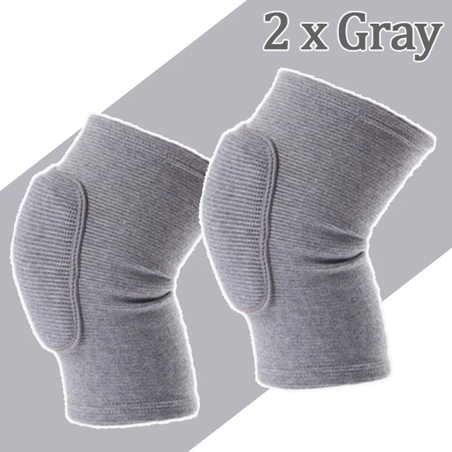 Sports Compression Knee Pads Elastic Knee Protector Thickened Sponge Knees Brace Support for Dancing Workout Training 2pcs Gray