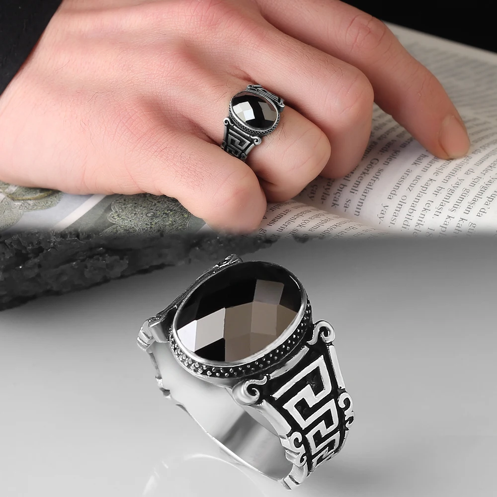 

Ring for Men 925 Sterling Silver Zircon Stone Jewelry Made in Turkey in a luxurious High Quality Gifts All Size Rings Onyx Agate