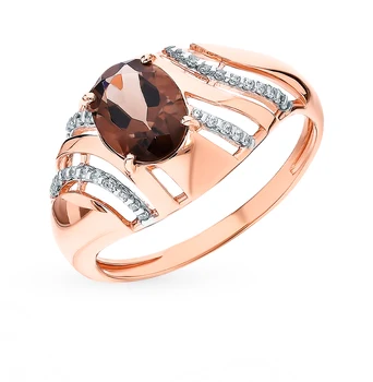 

Gold ring with раухтопазами and cubic zirconia sunlight sample 585