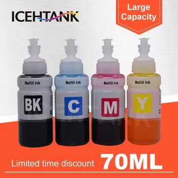 

ICEHTANK Dye Ink 70ml Bottle Ink Refill Kit For Epson T6641 T6642 T6643 T6644 For EcoTank L132 L222 L312 L366 L120 L1300 Printer