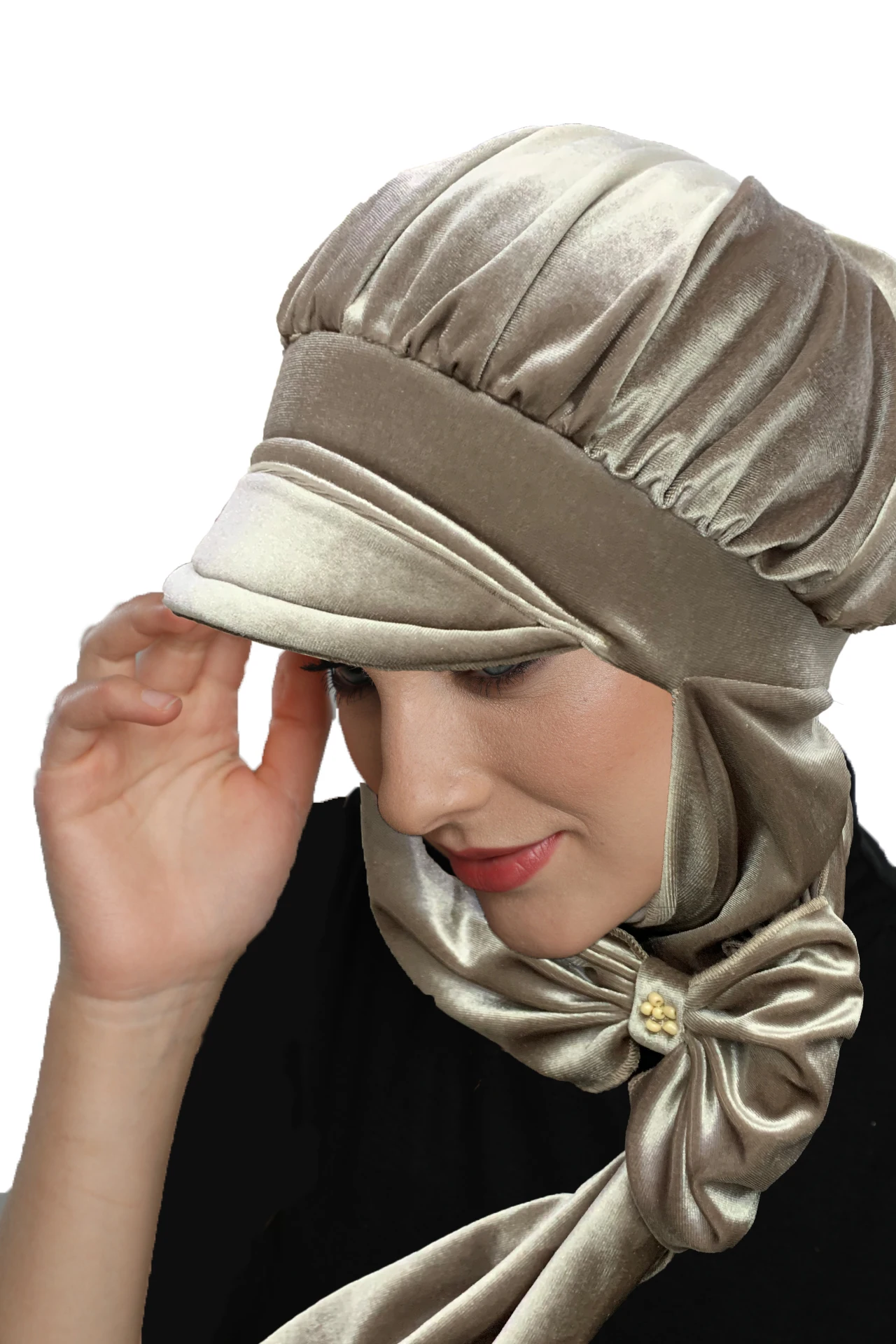 2024 New Fashion Velvet Hat With Scarf Ready Turban Hijab Bonnet Cancer Cap Special Women Product Beret Bandana Headscarf Muslim