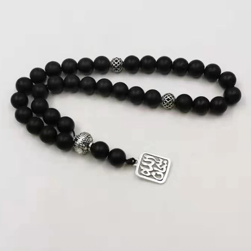Мужские матовые Агаты Tasbih стиль черный камень мусульманские молитвенные бусы 33 66 99Misbaha бусины Четки Исламский подарок