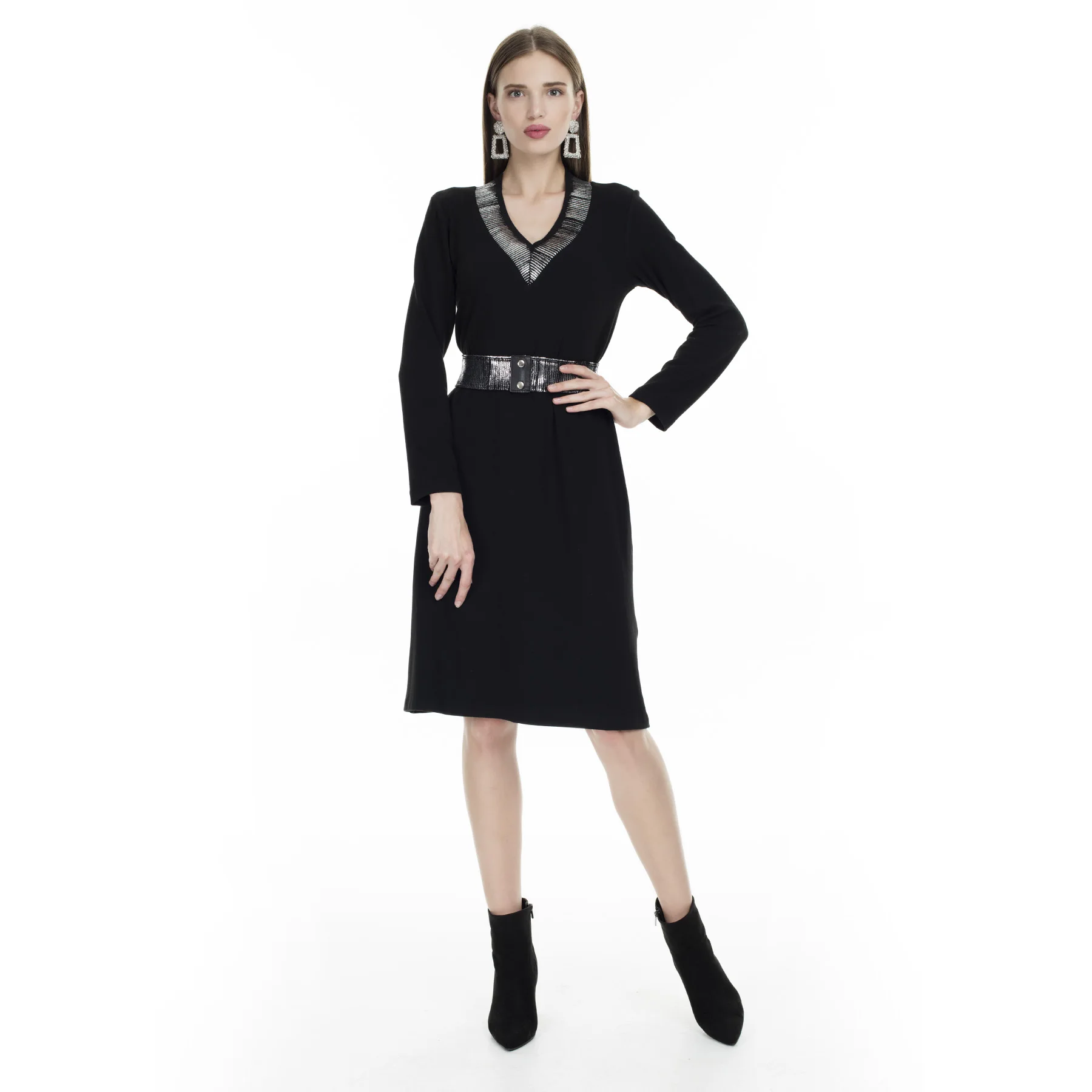 

Via Dante V Collar Long-Sleeved Dress WOMEN DRESS 1920400010 7VD