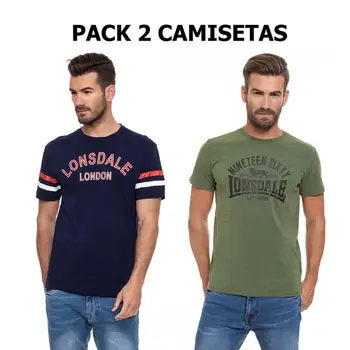 

Lonsdale Pack 2 T-shirts man in navy blue and army green color cotton summer (Size L)