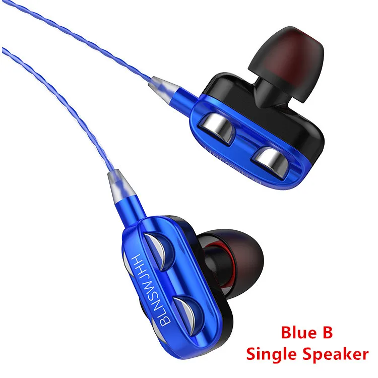 Blue B Новые проводные наушники, двойные наушники для водителей с микрофоном, регулятор громкости, стерео, басовые наушники для iPhone, samsung, Xiaomi, huawei, гарнитуры - Цвет: Blue B