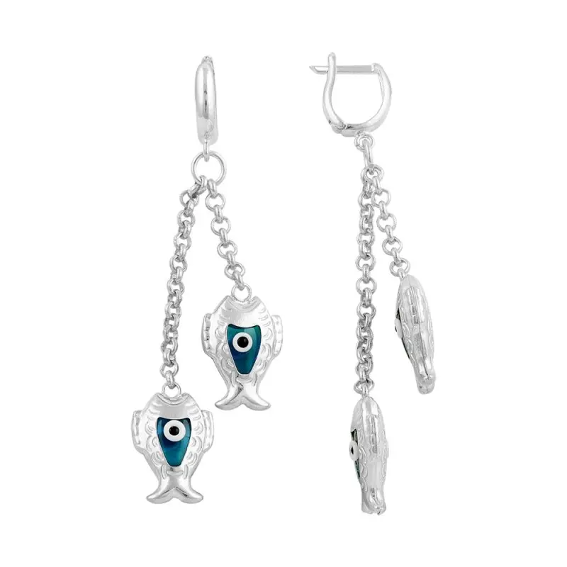 

Angemiel 925 Silver Mesh Fish Earrings-Rhodium Plated