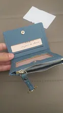 Cartera de piel sintética suave para mujer, cartera amarilla de marca, monedero Mini con broche, tarjetero, billetera corta, Bolso pequeño Delgado, llavero con cremallera