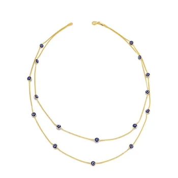 

Double Chain Navy Blue Beaded Necklace 01-330-KTFN010