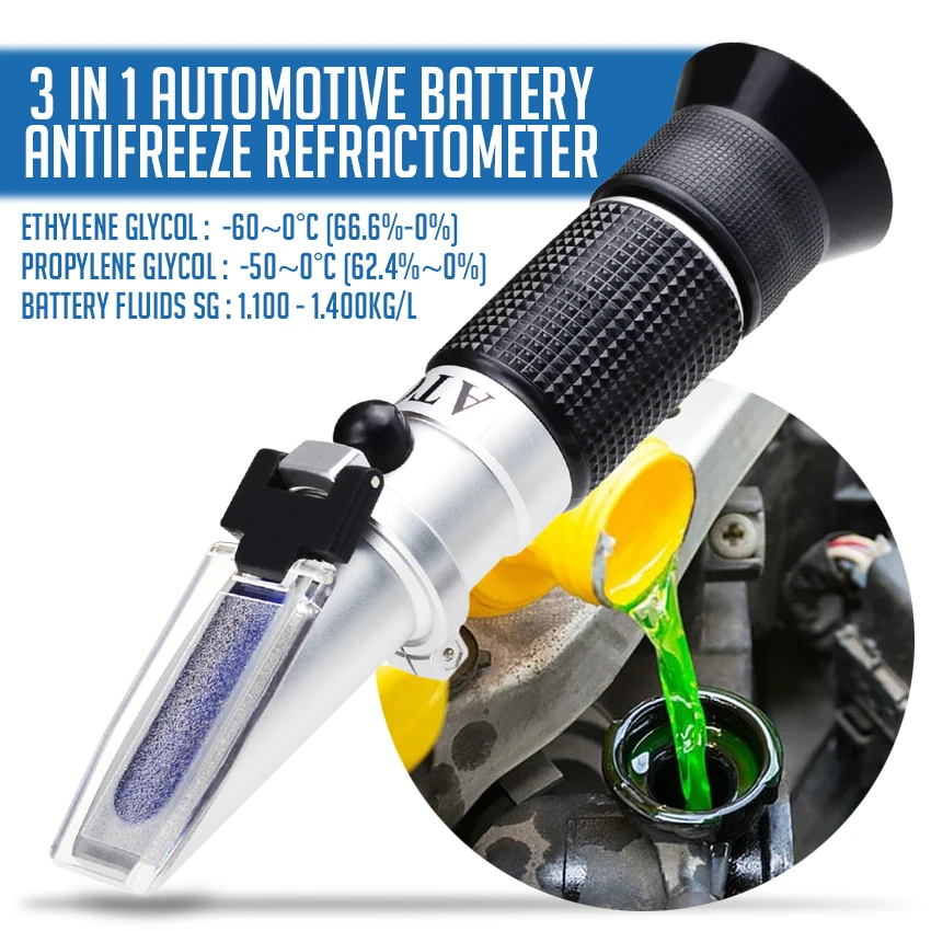 3 in 1 Automotive Battery Antifreeze Refractometer Tri scale Design