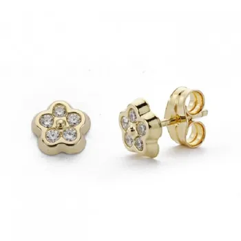 

GOLD FLOWER EARRINGS ZIRCONS 6MM