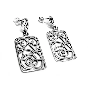 

Sterling silver earrings 925m long oxidized openwork [AB2570]