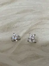 CANNER-Pendientes de plata de ley 925 auténtica para mujer, Mini Pendientes de tuerca de cuatro garras, Diamante de circonita, joyería Coreana de oro