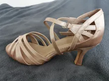 WUXIJIAO-Zapatos de baile de satén con diamantes de imitación para mujer, baile latino, suela suave, para salsa, tacón de 5 a 10cm