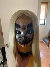 Peluca sintética de malla con división para mujer peluca larga y recta para Cosplay, color rubio, morado y marrón, 60, 613