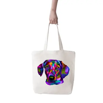 

Angemiel Bag Large Vibrant Colors With Dog Picture Shopping Beach Tote Bag