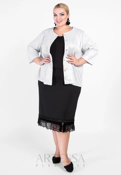

Skirt artessa plus size, cut straight, midi length, from Jersey.