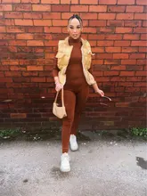 FQLWL-mono Sexy de manga larga para mujer, traje de una pieza con cuello de tortuga, color marrón, blanco y negro, para invierno