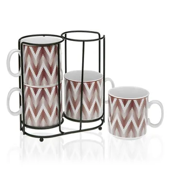 

Set of Mugs Metal Porcelain (4 Pieces)