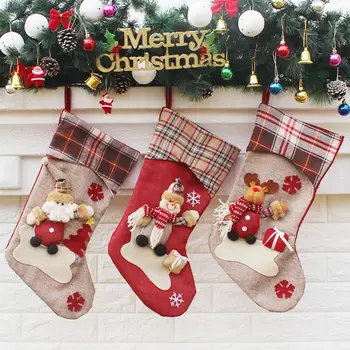 

Large Stockings Sock Christmas Santa Gift Socks Christmas Lovely Bag For Children Fireplace Tree Christmas Candy Bag Decoration