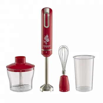 

Blender submersible Lux dl-7044b with Chopper, whisk, glass, Red Red