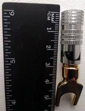4 Uds chapados en oro Y en forma de Banana macho de Audio enchufes para altavoz tenedor con tornillo Spade conector de Cable para vinculante Post
