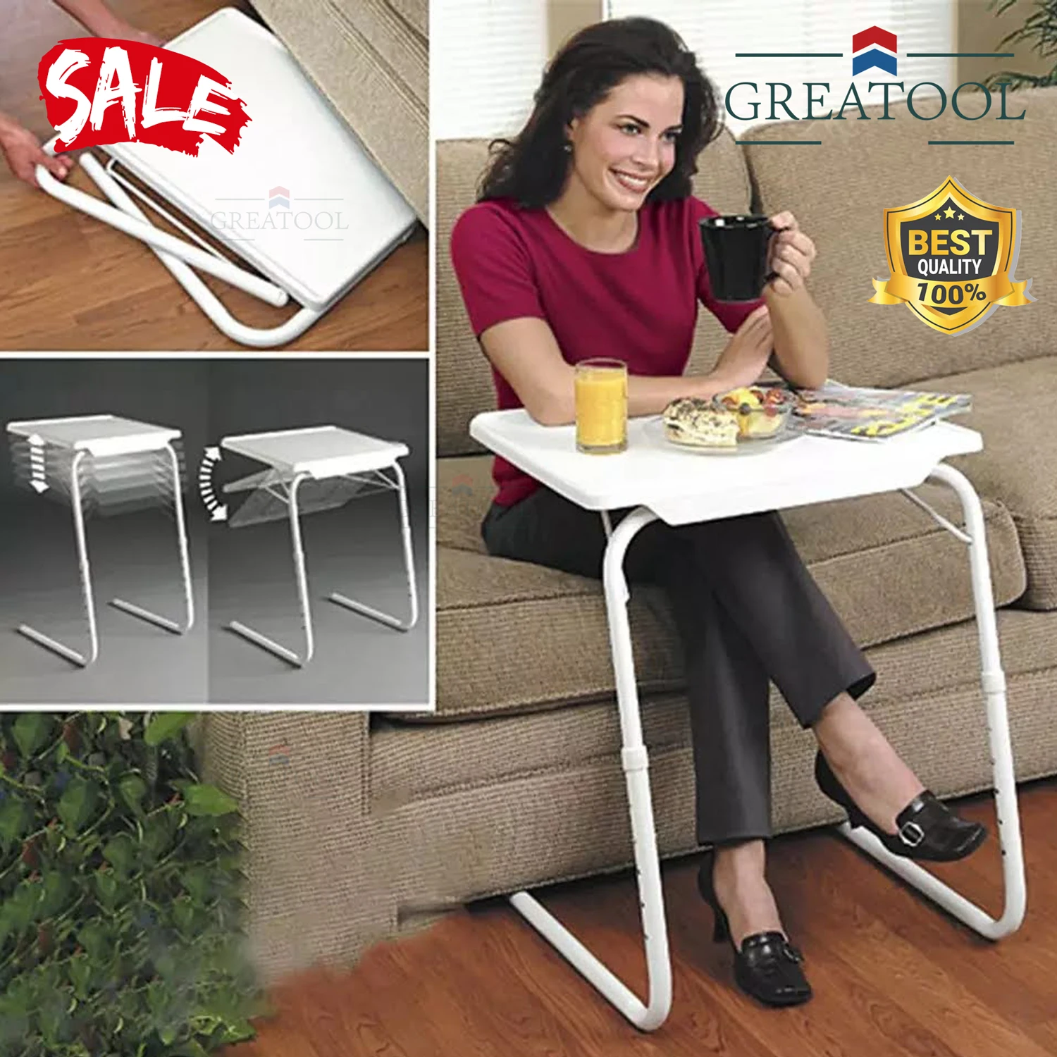 Tavolino Pieghevole Per Letto E Divano - 6 Altezze E 3 Inclinazioni, Multiuso, Leggero - Foto 12