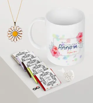 

Personalized Day Today My Mom Mug Chocolate Daisy Necklace Seti-1