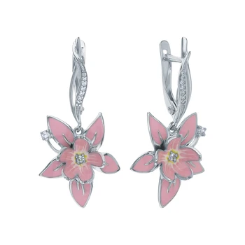 

Silver earrings with enamel and cubic zirconium sunlight sample 925