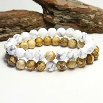 

Brown Jasper and Havlit Natural Stone Bracelet Set