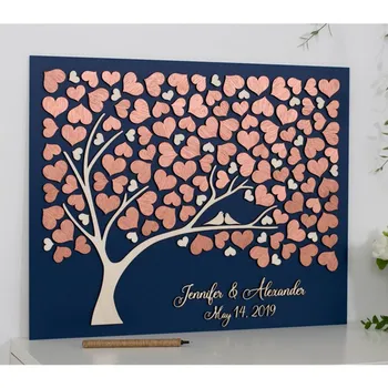 

Custom Rustic Love birds Wedding Guest Book Tree of Hearts Wedding Bridal shower Guestbook Wood Tree of Life Wedding Gift