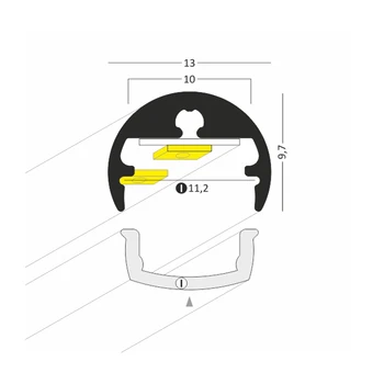 

PEN PROFILE ALUMINUM 1MT STRIPS LED STRIP + Cover and Terminals