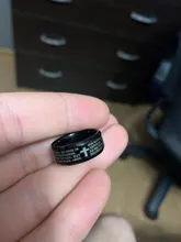Letdiffery de acero inoxidable de Color negro cruz de jesús carta anillo de rezo de biblia anillos de dedo para los hombres 8mm joyas de amuleto