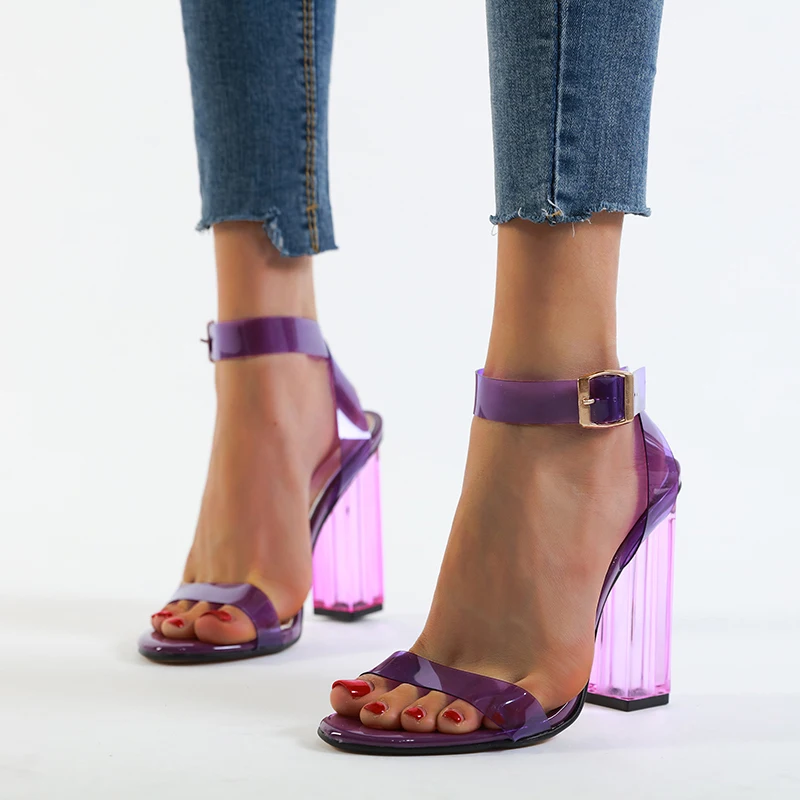 Aneikeh/ г. Пикантные пластмассовые прозрачные сандалии женские прозрачные босоножки на высоком каблуке с открытым носом и кристаллами модельные туфли-лодочки 11 см, размер 41, 42