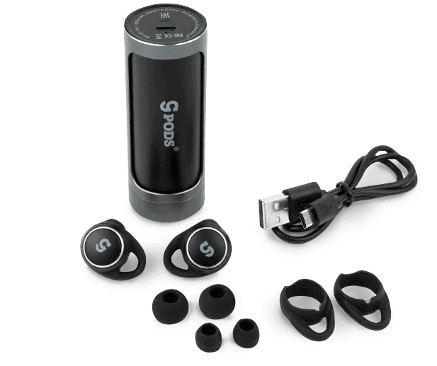 Беспроводные Bluetooth-наушники с микрофоном CaseGuru CGPods - Цвет: Черный