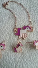 Unicorn Necklace Earring Jewelry Gift Pink Girls And Cartoon 4pcs/Set