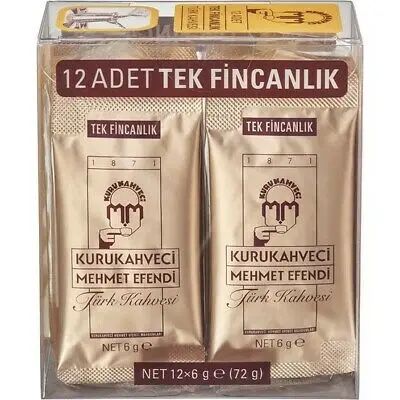 Kurukahveci Mehmet Efendi турецкий кофе 12 упаковок(12x6gr) для 12 одноразового использования