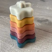 TYRY.HU-apilador de silicona para bebé, juguete de bebé educativo, sin BPA, juguetes de silicona de grado alimenticio, 2 uds.