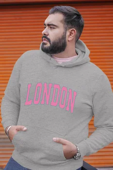 

Angemiel Wear Pink Color London Gray Men 'S Hooded Sweatshirt