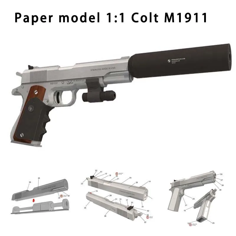 1:1 M1911 бумажная модель пистолета DIY 3D бумажные игрушечные модели карточки
