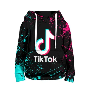 

Детская толстовка 3D «TIKTOK» для мальчиков и девочек, Комфортная толстовка-кенгуру с рисунком, Полная запечатка