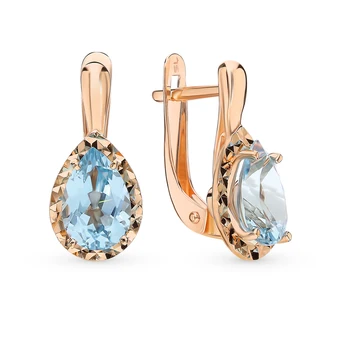 

Gold earrings with Topaz sunlight sample 585