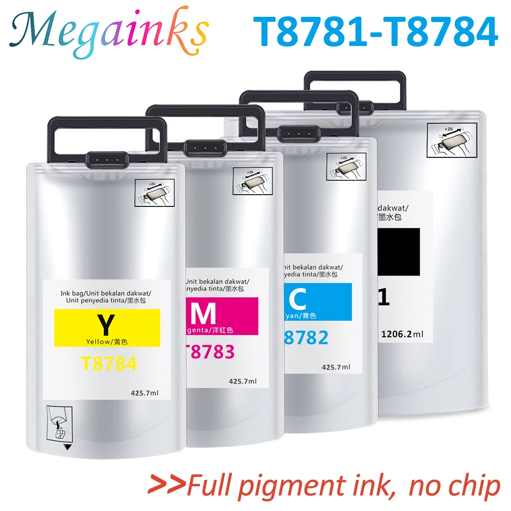 

T8781 - T8784 ink pack Ink bag with pigment ink and chip For Epson WorkForce Pro WF-R5190DTW WF-R5690DTWF printer Europe