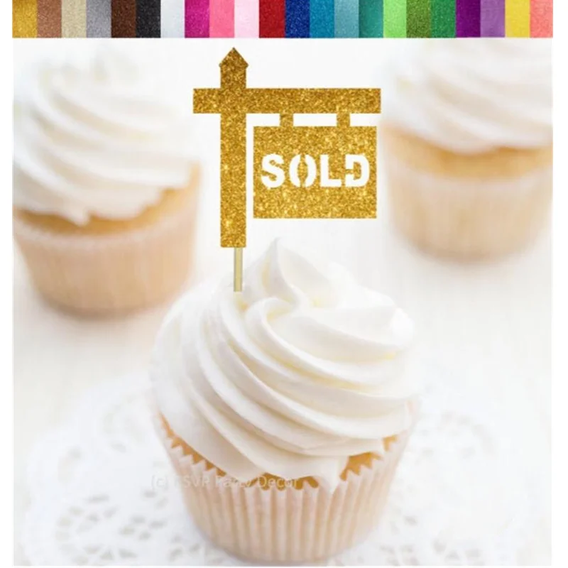 Custom Sold Sign Cupcake Toppers,party Decorations, Realtor Party Decor